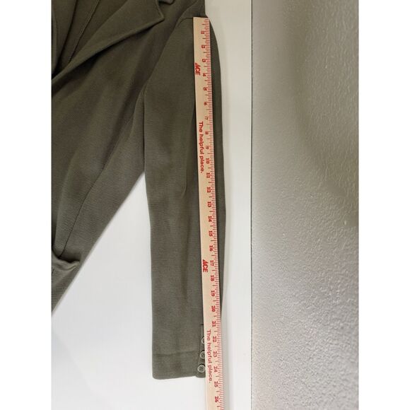 Talbots Size L Cotton Stretch Sweater Blazer Pockets Olive Green Knit Soft - Picture 7 of 9
